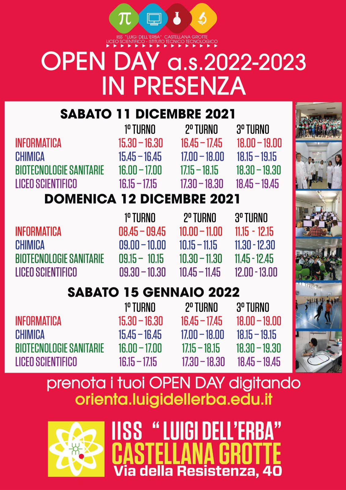 openday in presenza aggiornato